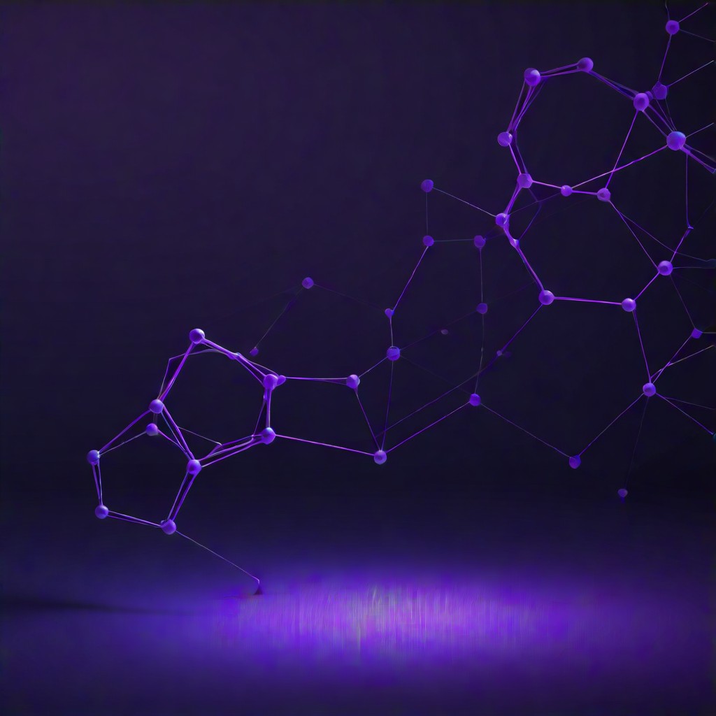 Multiple interconnected web links on a dark background, representing website connectivity, dark blue and purple color scheme