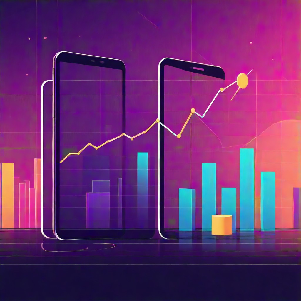 A vibrant financial chart displaying upward growth trends, set against a backdrop of abstract glowing lines and data points, symbolizing investment success and market insights × (financial website) 8